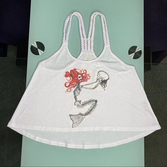 Vintage 90's Y2K Custom Womens Goth Mermaid Braided Crop Tank Top Size Medium - Picture 6 of 6